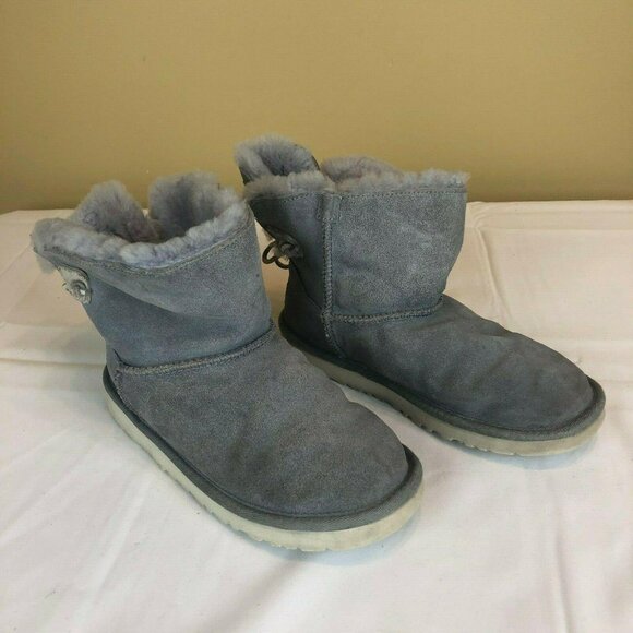 UGG Adoria Tehuano Gray Boots Bootie Shearling Lined Girls 4 / 34 (h9S - Picture 10 of 11